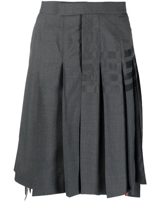 Thom Browne Gray Stepped Box-Pleat Skirt for men