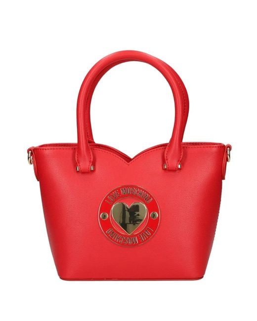 Love Moschino Red Logo-Plaque Tote Bag