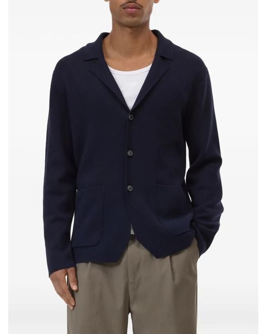 Closed Blue Single-Breasted Knitted Blazer for men