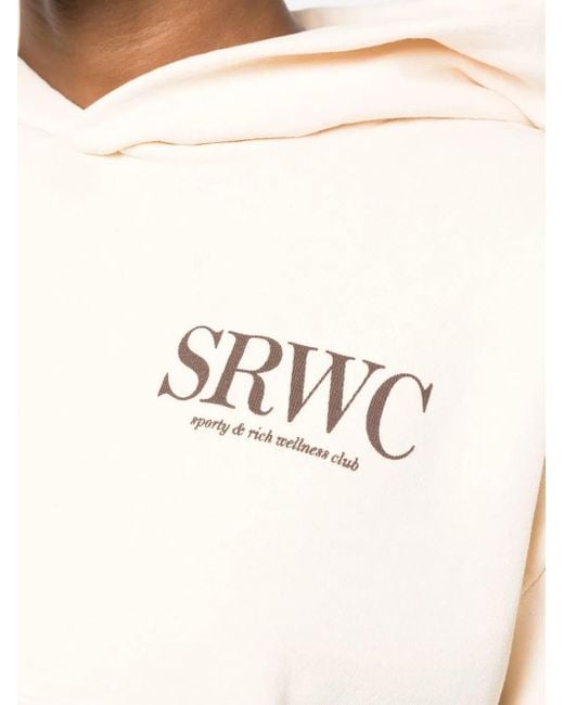 Sporty & Rich White Logo-Print Cotton Hoodie