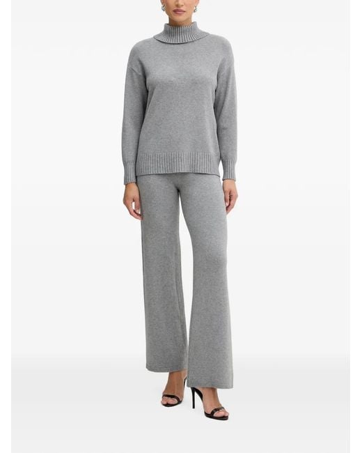 Haveone Gray Ensemble Pull-Pantalon En Maille Côtelée