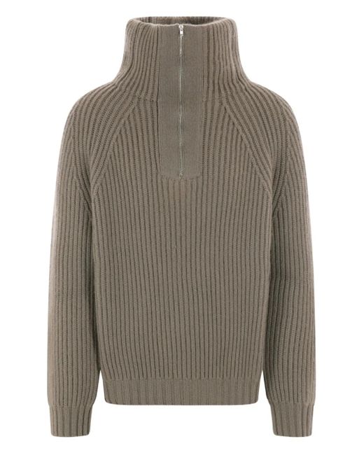 Meta Campania Collective Gray High-Neck Ribbed-Knit Sweater for men