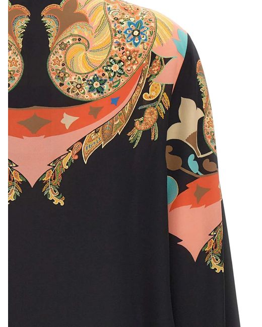 Etro Black Flared-Sleeve Paisley Blouse