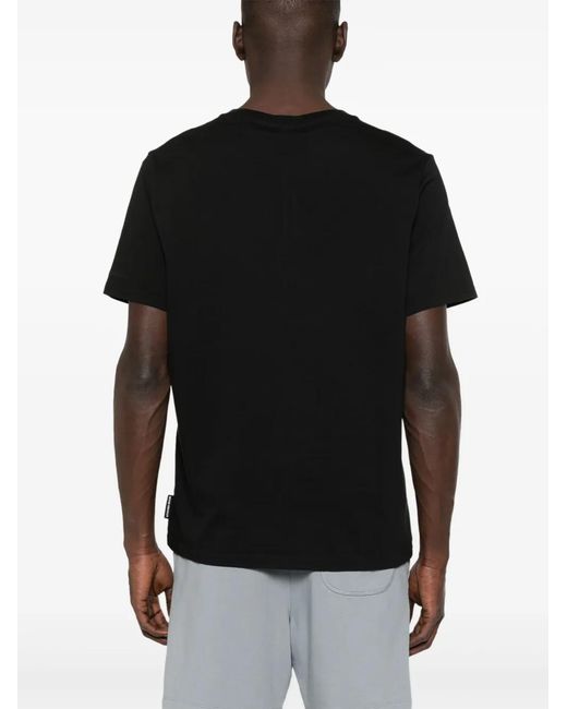 Moose Knuckles Black Logo-Patch T-Shirt for men