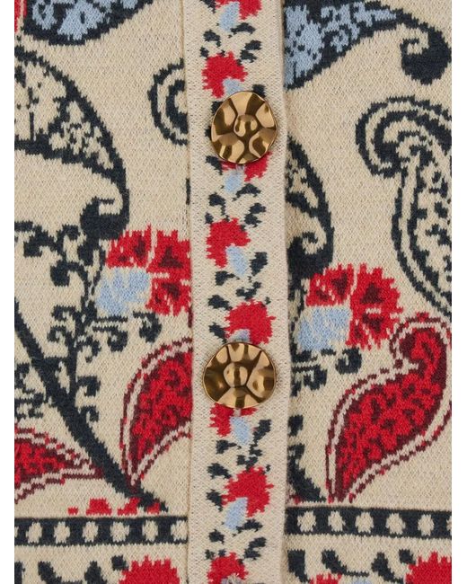 Farm Rio Red Round-Neck Floral-Pattern Cardigan