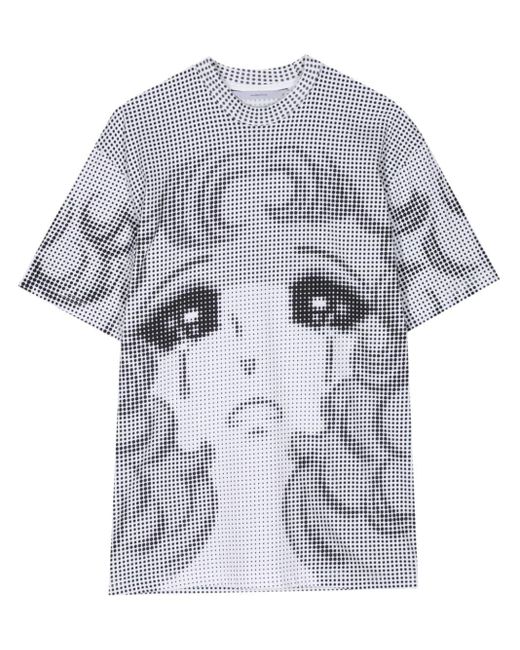 Pushbutton Gray Graphic-print Cotton T-shirt