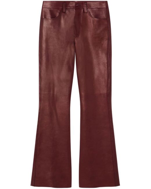 Pantaloni svasati in pelle di Versace in Red da Uomo