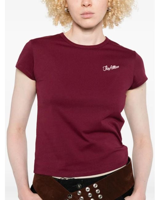 The Attico Bordeauc Cotton T-Shirt With Embroidered Logo