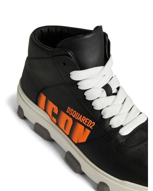 DSquared² Black Logo-Lettering High-Top Sneakers for men