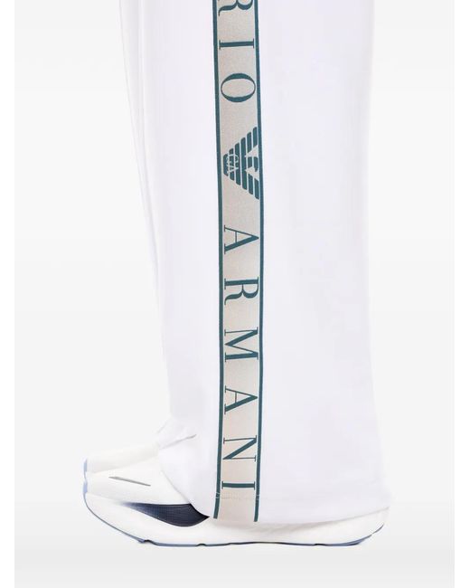 EA7 White Logo-Tape Track Pants