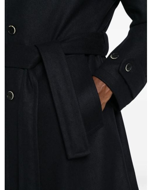 Barena Black Belted Button-Down Coat for men