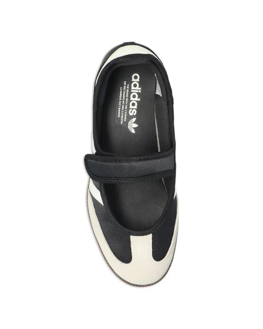 Adidas White Ballerines Samba Jane À Attache Scratch