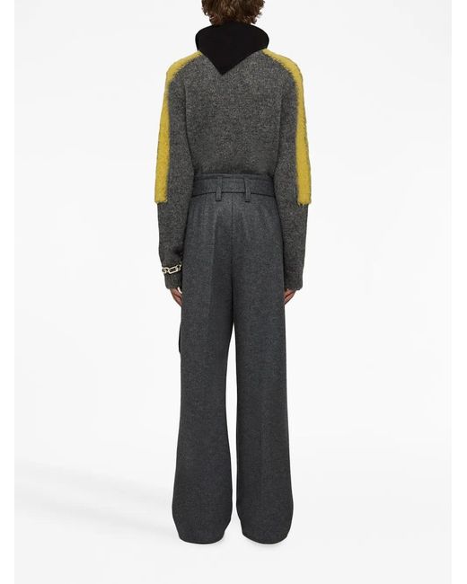 Jil Sander Gray Colour-Block Round-Neck Jumper for men