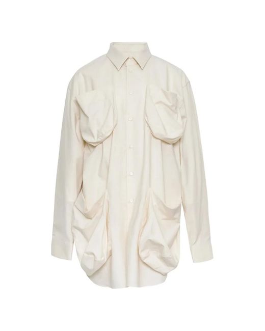 Comme des Garçons White Draped-Pockets Cotton Shirt