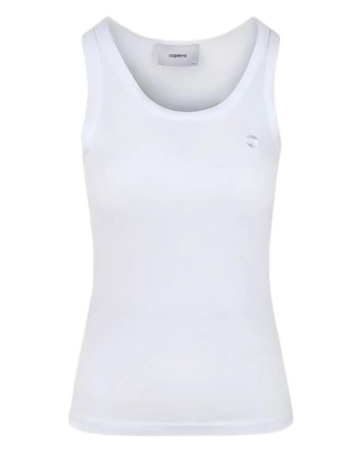 Coperni White Scoop-Neck Logo Tank Top
