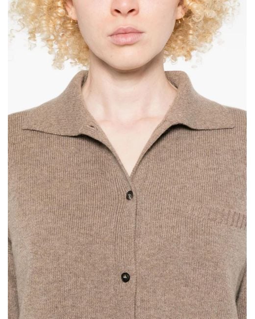 Max Mara Brown Buttoned Chest-Pocket Cardigan