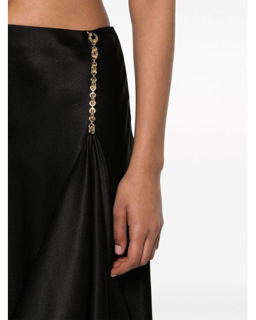 Loewe Black Chain-detail Satin Asymmetric Skirt