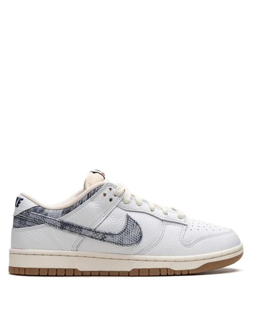 Nike White Dunk Low "Washed Denim" Sneakers
