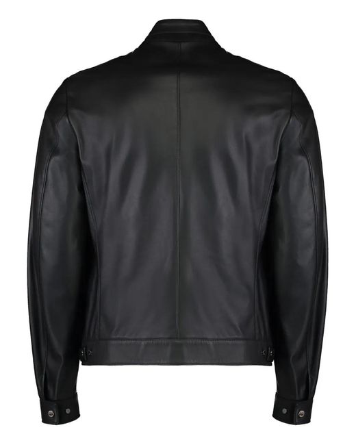 Moorer Black Zip-Fastening Leather Jacket for men