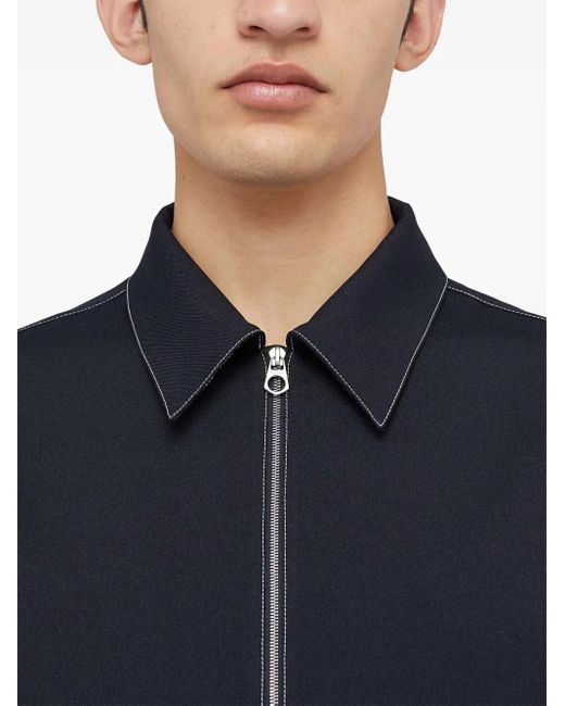 Jil Sander Blue Zip-Up Shirt Jacket for men