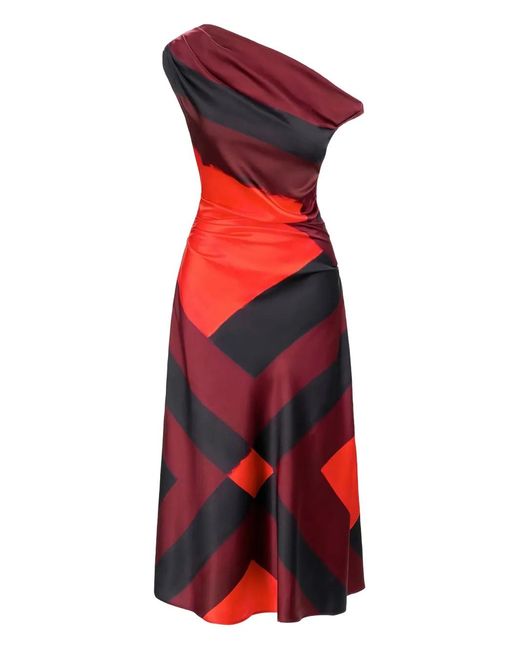 Staud Red Phare One-Shoulder Midi Dress
