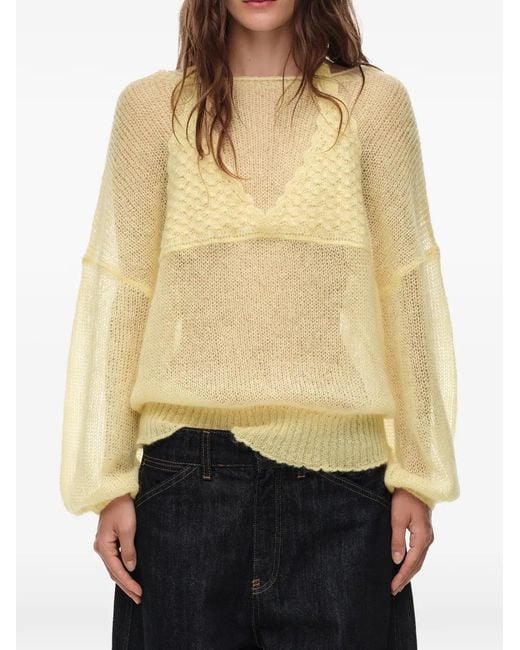 Bimba Y Lola Yellow Light Mohair Sweater With Overlay Top