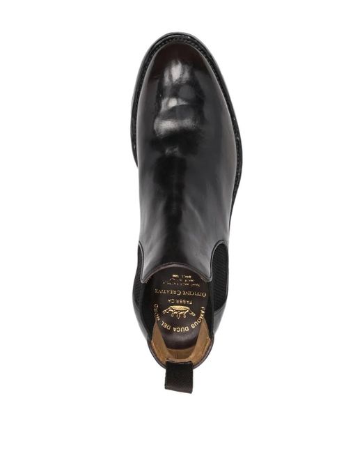 Officine Creative Black Elasticated-Panel Leather Boots for men