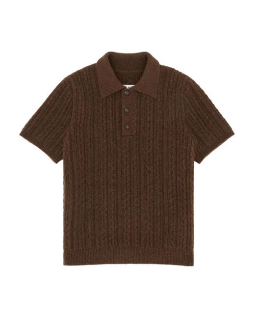 メンズ MM6 by Maison Martin Margiela ケーブルニット ポロシャツ Brown