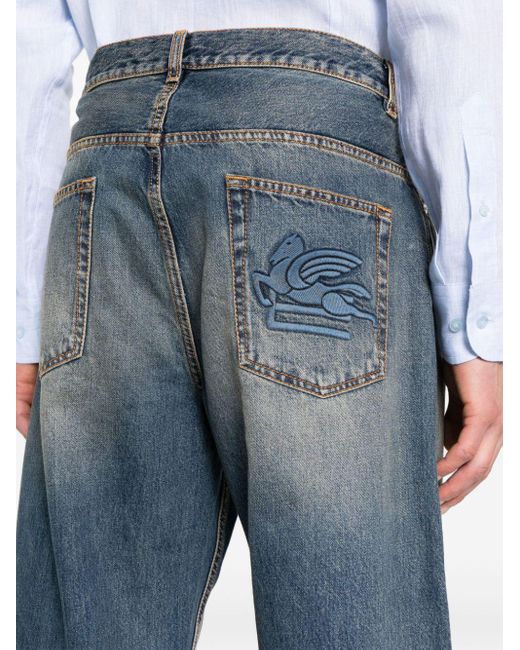 Etro Mid Waist Jeans Met Wijde Pijpen in het Blue voor heren