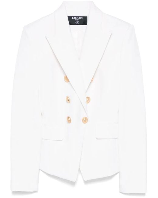 Blazer con doble botonadura Balmain de color White