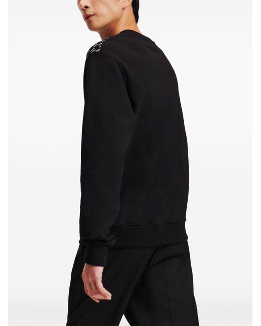 Karl Lagerfeld Black Monogram-ombré Organic Cotton Sweatshirt for men