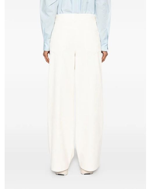 Forte_forte White Corduroy Wide-Leg Trousers