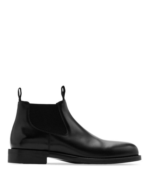 Burberry Black Tux Low Leather Chelsea Boots for men