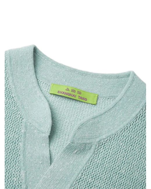 Shanghai Tang Blue V-Neck T-Shirt for men