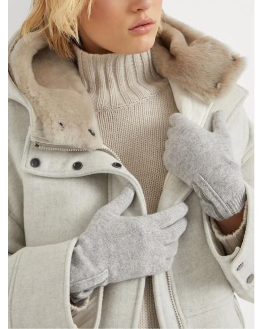 Brunello Cucinelli White Cashmere Gloves