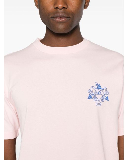 Drole de Monsieur T-Shirt mit Logo-Print in Pink für Herren