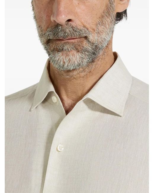 Zegna White Oasi Lino Shirt for men
