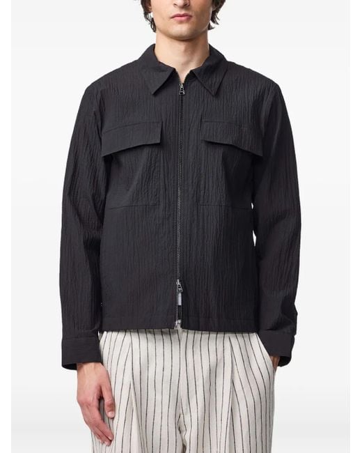 NN07 Black Alban Zip-Front Overshirt for men
