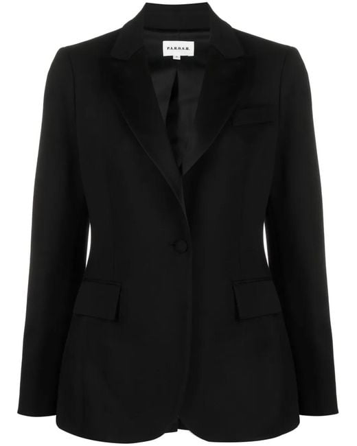 P.A.R.O.S.H. Black Tailored Textured Wool Blend Blazer