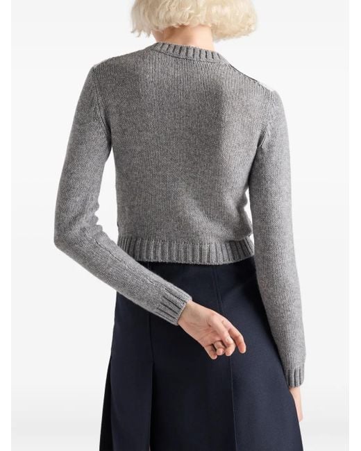 Cárdigan de cachemira a rombos Prada de color Gray