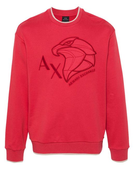 Eagle-embroidered cotton sweatshirt di Armani Exchange da Uomo
