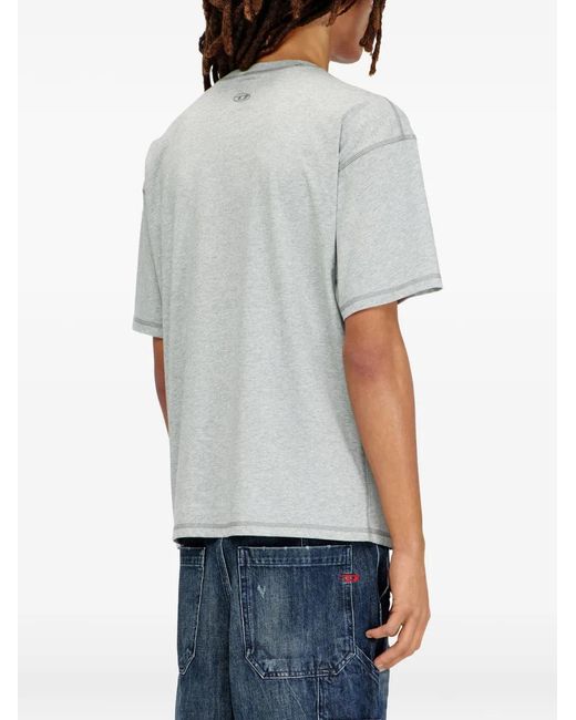 DIESEL White Relaxed T-Shirt With Dolphin Graphic for men