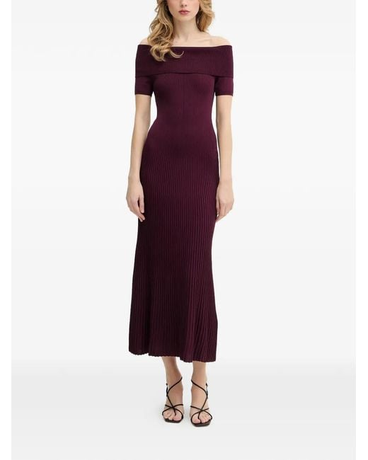 Bardot Purple Harro Off-Shoulder Midi Dress