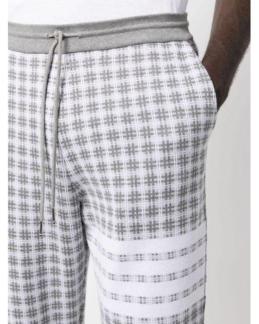 Thom Browne White Checked Jacquard Track Pants for men
