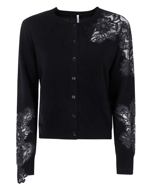 Cardigan En Laine À Empiècement En Dentelle Liviana Conti en coloris Black