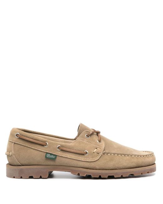 Paraboot Brown Barth Suede Boat Shoes for men