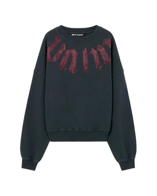 Palm Angels Blue Neck-Logo Sweatshirt for men