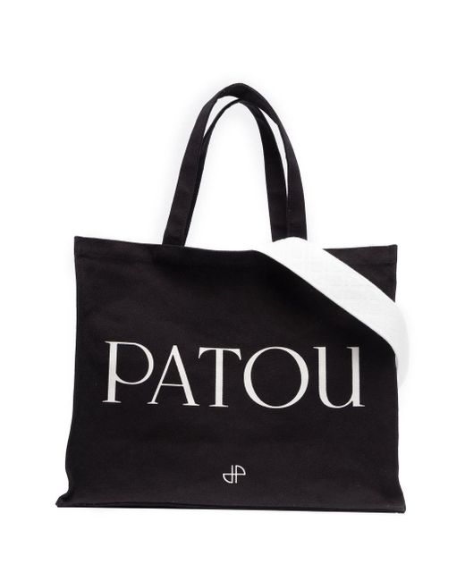 Patou Logo-print Cotton Shoulder Bag in Black | Lyst