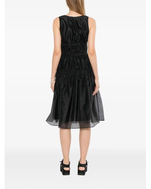 CECILIE BAHNSEN Black Bow-Detail Ruched Dress