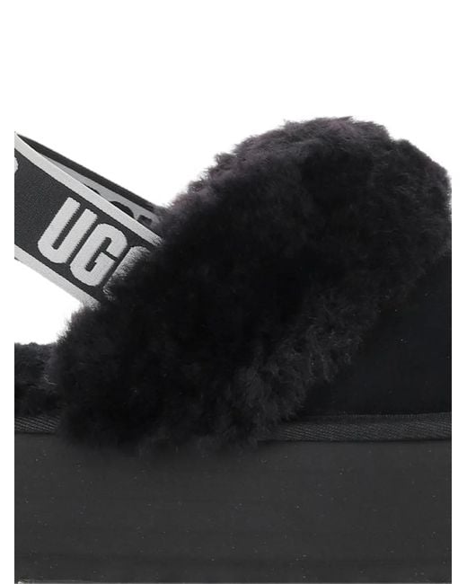 Ugg Black Shearling-Trim Platform Slippers